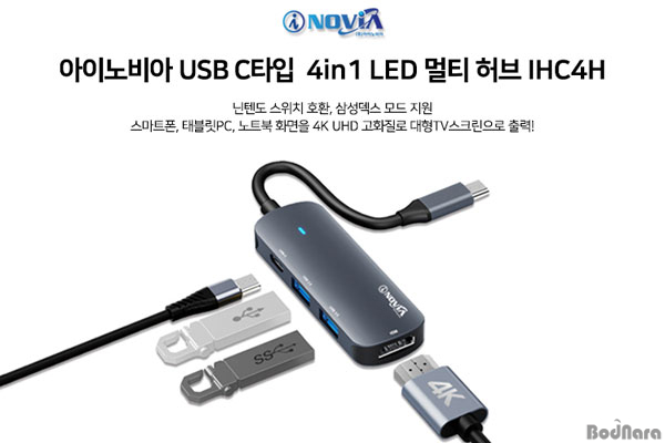 아이노비아, USB C타입 4in1 멀티 허브 IHC4H 출시