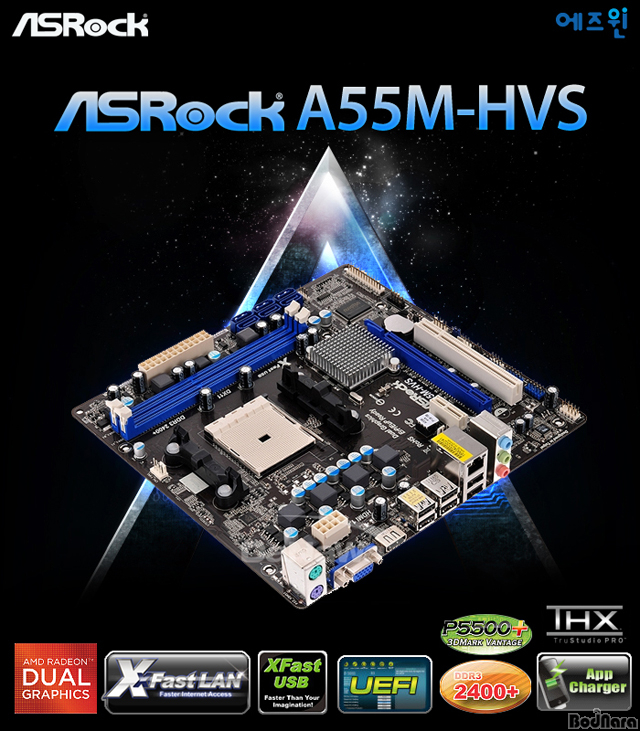 에즈윈, 가격경쟁력 갖춘 ASRock A55M-HVS 출시:: 보드나라