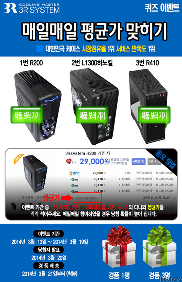 3R SYSTEM, 다나와 통해 PC 케이스 평균가 퀴즈 이벤트 실시 Page 1:: 보드나라
