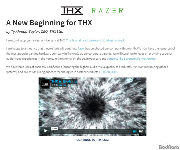 Razer, VR헤드셋 OSVR에 영화관 기술 탑재? THX 인수 발표:: 보드나라