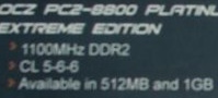 1Ghz   DDR2 ޸ , OCZ PC2-8800 Platinum Extreme Edition